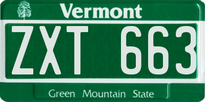 VT license plate ZXT663