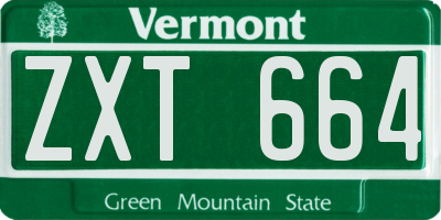 VT license plate ZXT664