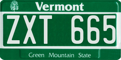 VT license plate ZXT665