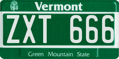 VT license plate ZXT666
