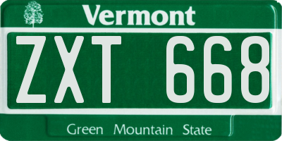 VT license plate ZXT668