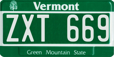 VT license plate ZXT669