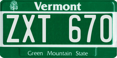 VT license plate ZXT670