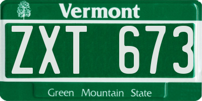 VT license plate ZXT673
