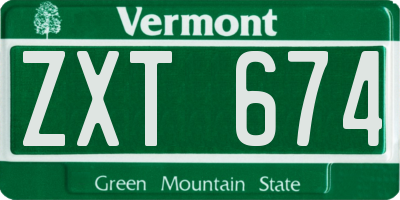 VT license plate ZXT674