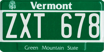 VT license plate ZXT678