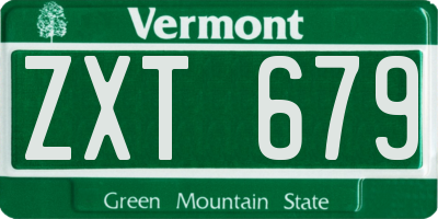 VT license plate ZXT679