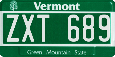 VT license plate ZXT689