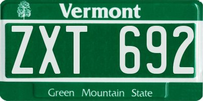 VT license plate ZXT692