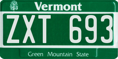 VT license plate ZXT693