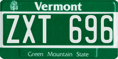 VT license plate ZXT696