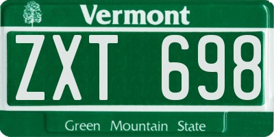 VT license plate ZXT698