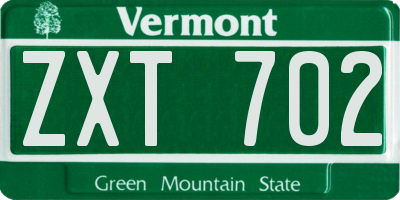 VT license plate ZXT702