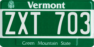 VT license plate ZXT703