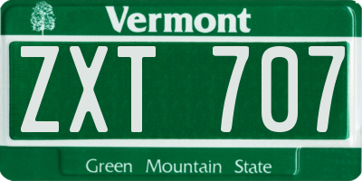 VT license plate ZXT707