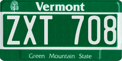 VT license plate ZXT708