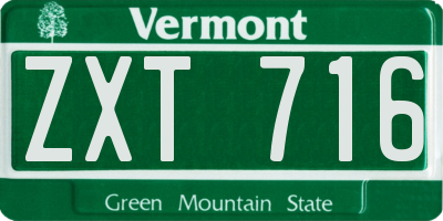 VT license plate ZXT716