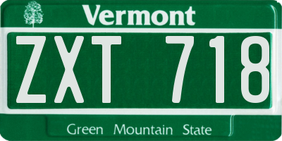 VT license plate ZXT718