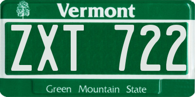 VT license plate ZXT722