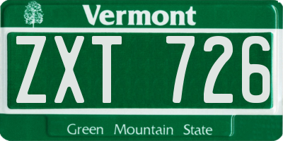 VT license plate ZXT726