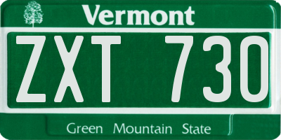 VT license plate ZXT730