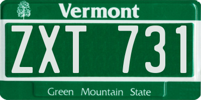 VT license plate ZXT731