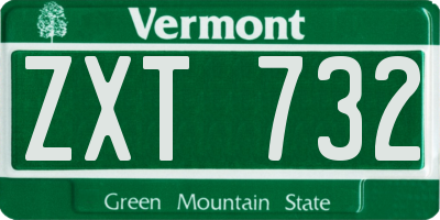 VT license plate ZXT732