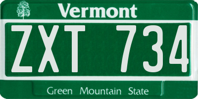 VT license plate ZXT734