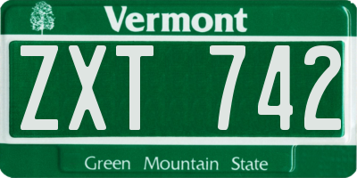 VT license plate ZXT742