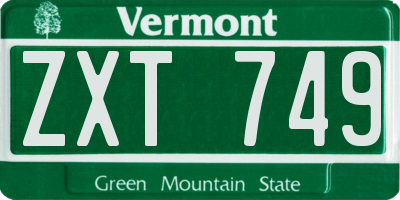 VT license plate ZXT749