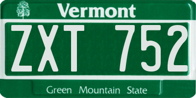 VT license plate ZXT752