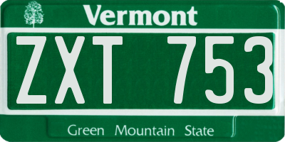 VT license plate ZXT753