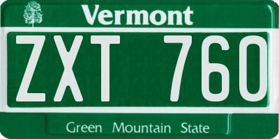 VT license plate ZXT760