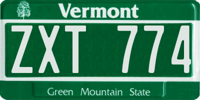 VT license plate ZXT774