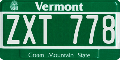 VT license plate ZXT778