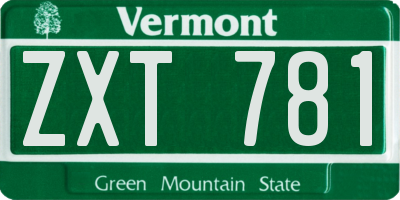 VT license plate ZXT781