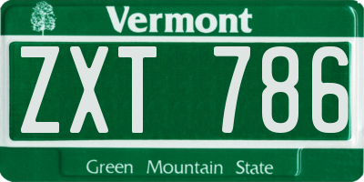 VT license plate ZXT786
