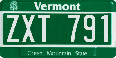 VT license plate ZXT791