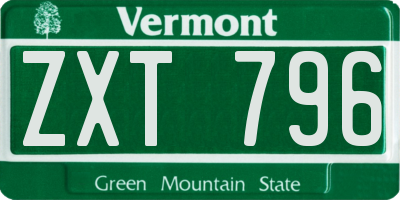 VT license plate ZXT796