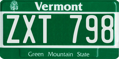 VT license plate ZXT798