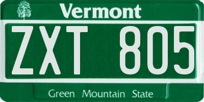 VT license plate ZXT805