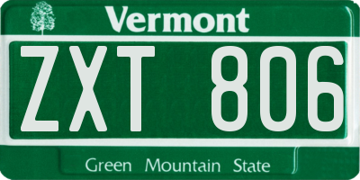 VT license plate ZXT806