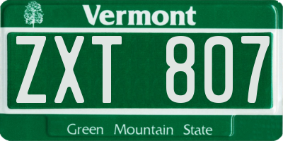 VT license plate ZXT807