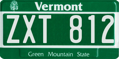 VT license plate ZXT812
