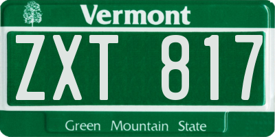 VT license plate ZXT817