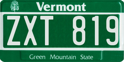 VT license plate ZXT819
