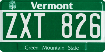 VT license plate ZXT826