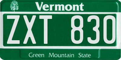 VT license plate ZXT830