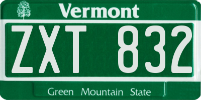 VT license plate ZXT832