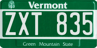 VT license plate ZXT835